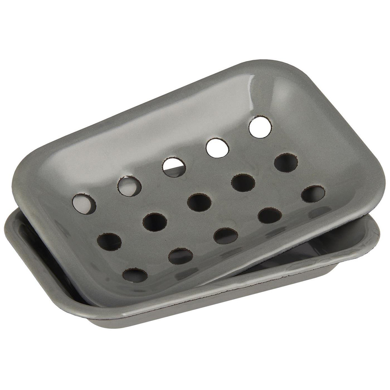 Jabonera Enlozada 2 piezas Gris