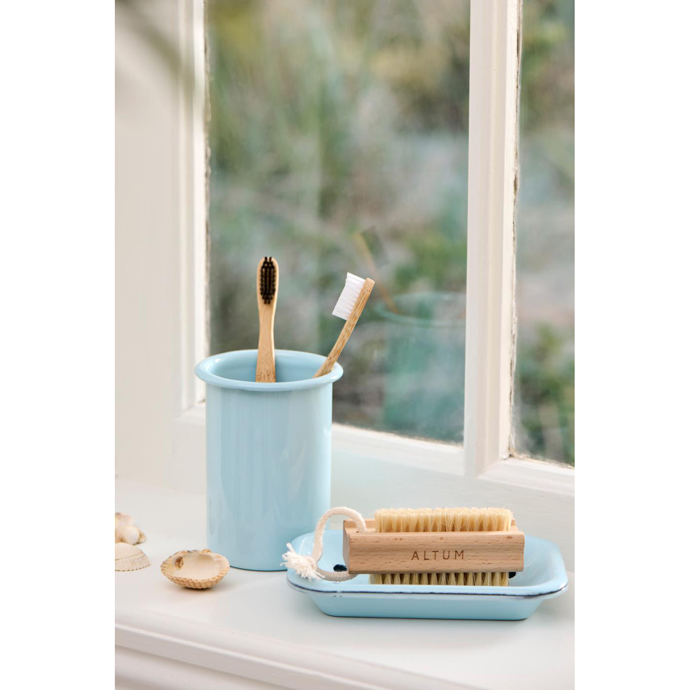 Vaso Esmaltado Celeste H: 12 cm