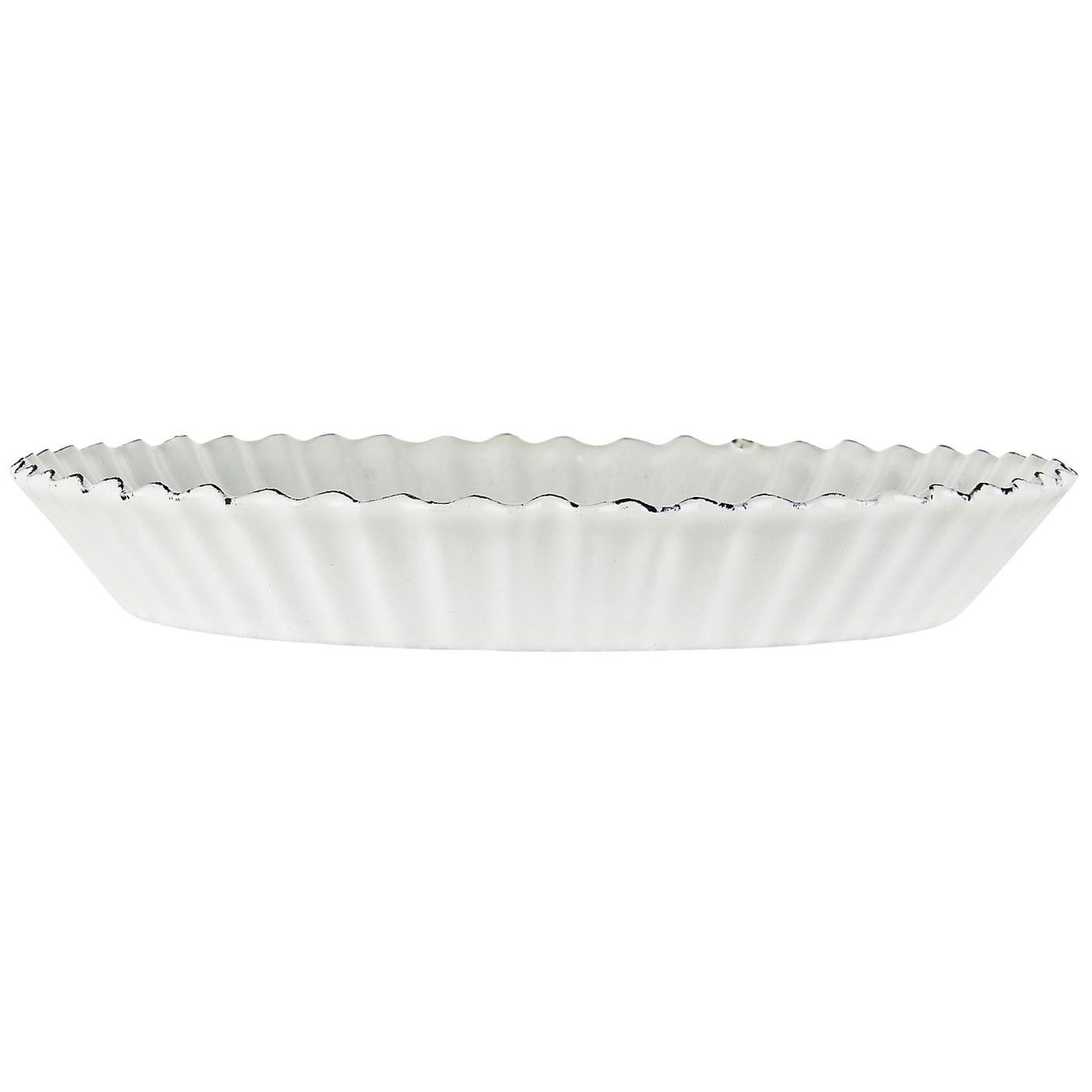 Plato Enlozado Blanco Borde Blonda Diam 13 cm