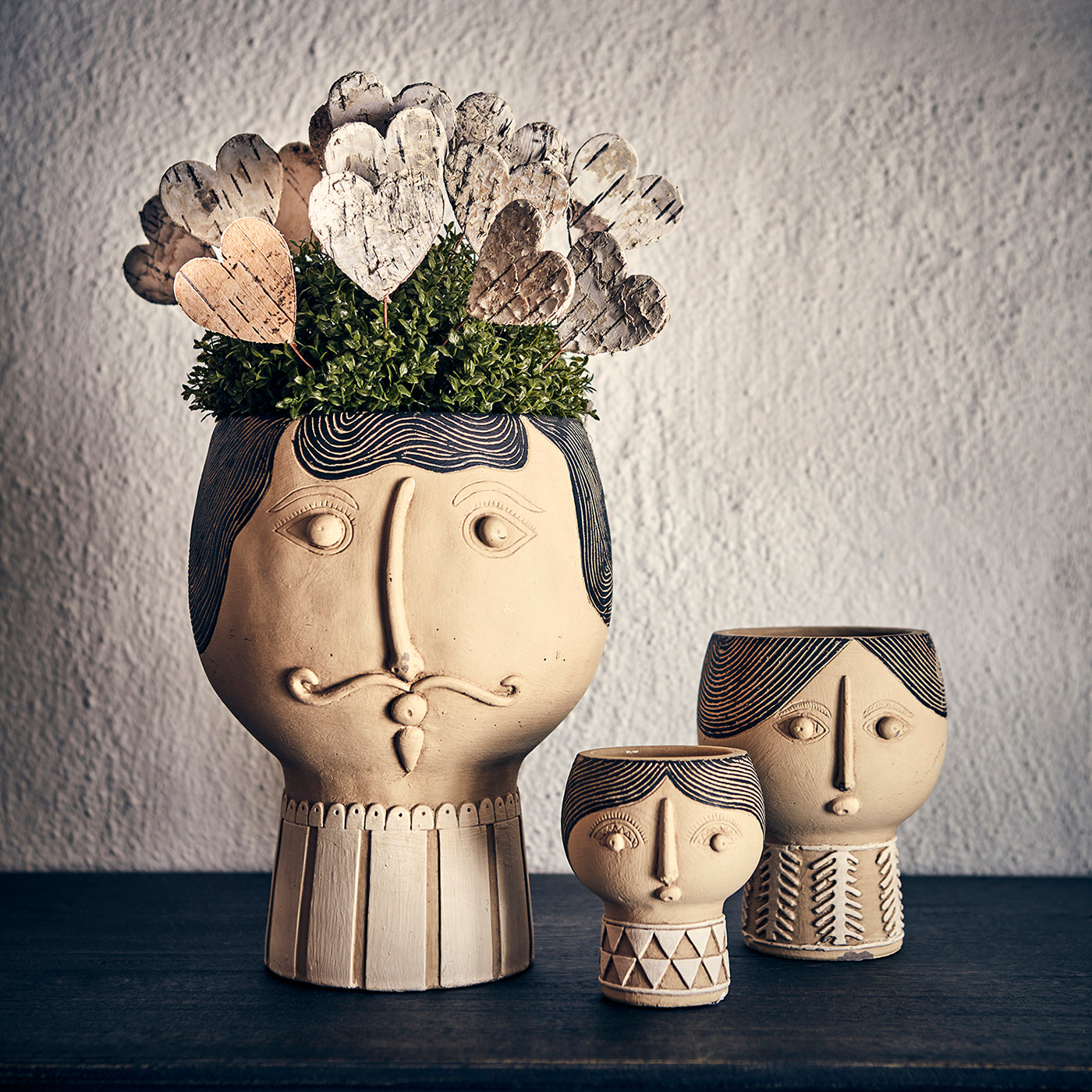 Maceta XS, Camille Beige/Negro, H 11 cm