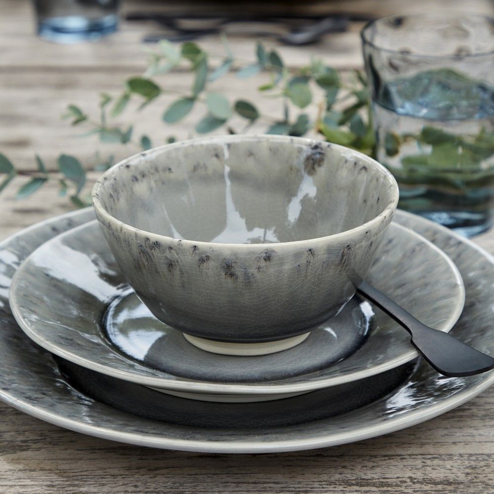 6 Bowls Sopa/Fruta Madeira 14 cm Gris