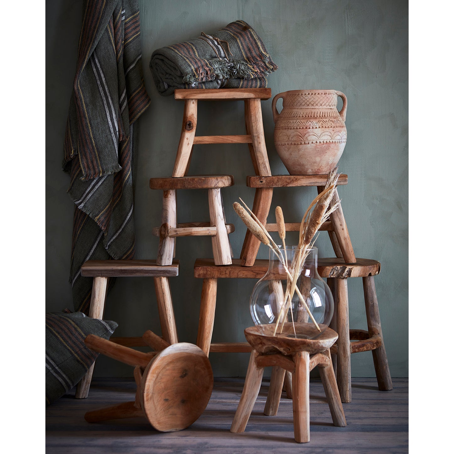 Piso Taburete PALLE Natural Ø38xH45 cm