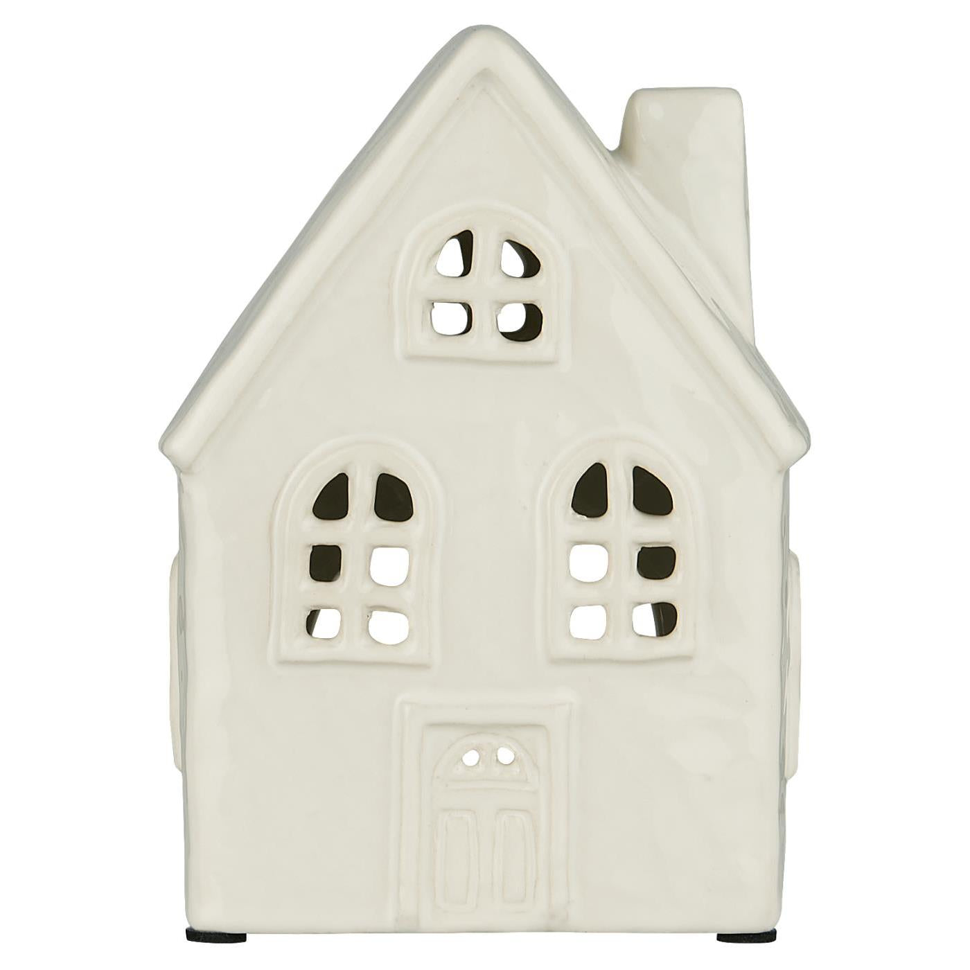 Casa para velas off white con ventanas curvas Small