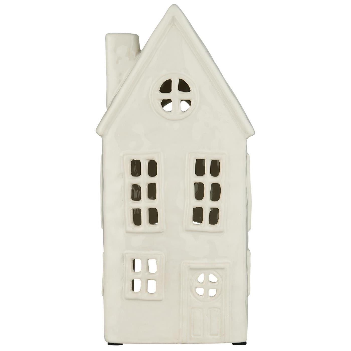 Casa para velas off white con ventanas curvas Large