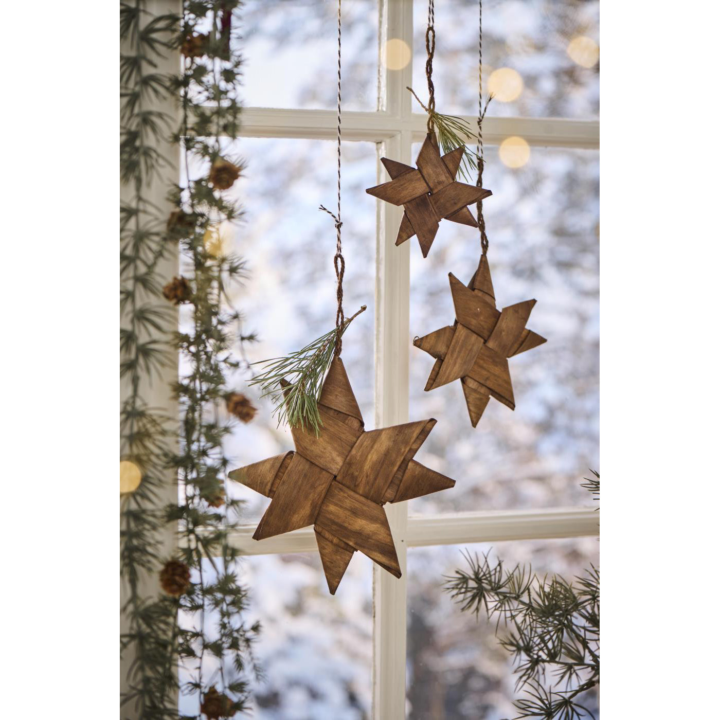 Estrella Trenzada Colgante de Madera Large