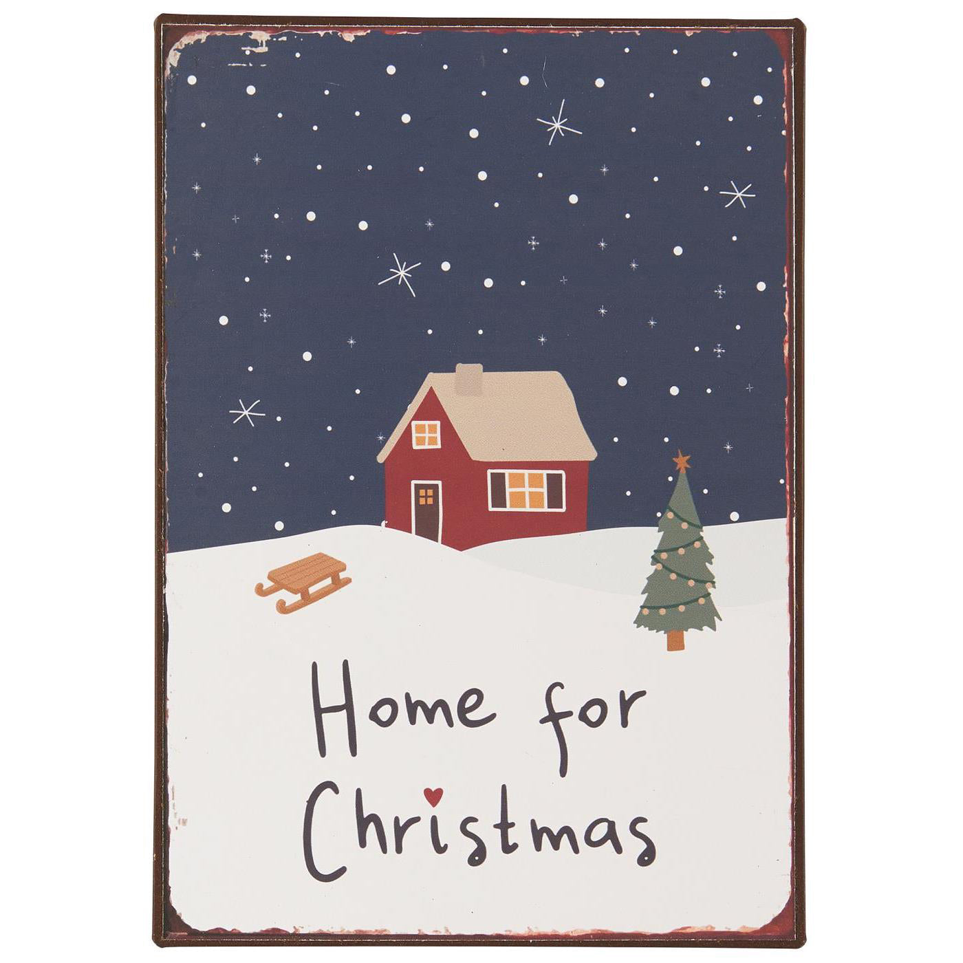 Letrero de Metal Home for Christmas H: 20 L: 14 cm