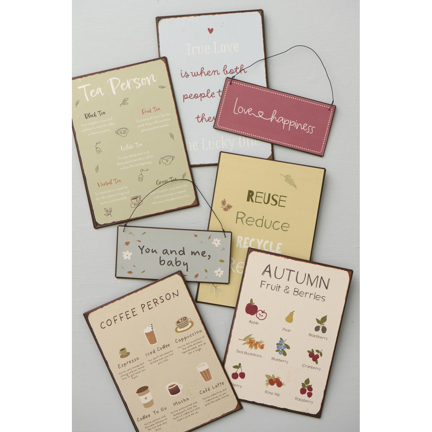 Letrero Metal: Love Happiness L: 15 cm