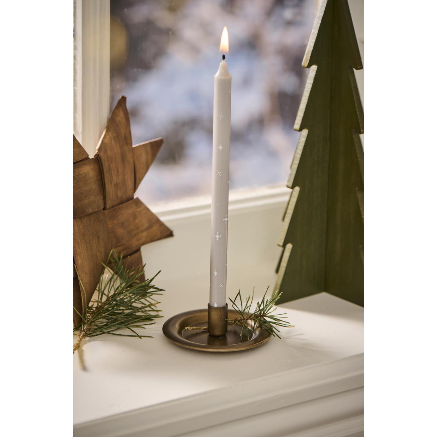 Vela Taper Diseño Copos de Nieve