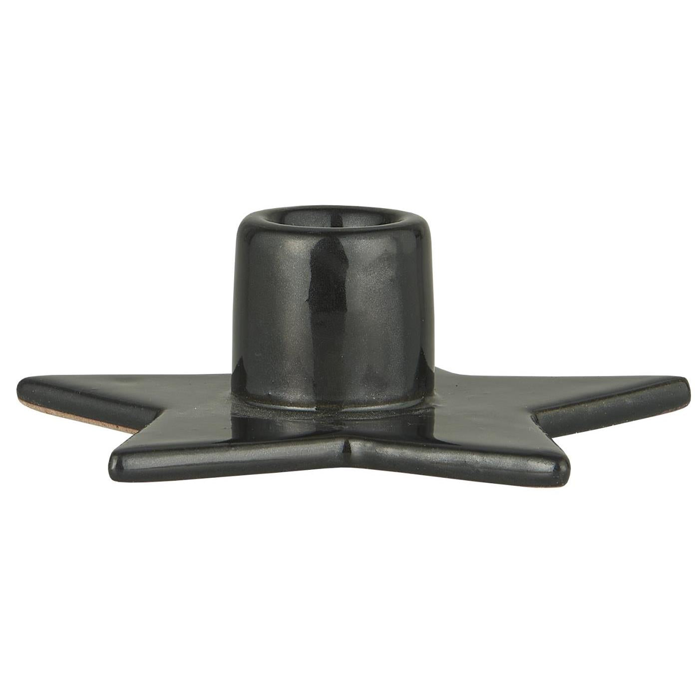 Portavela Cerámica Vela Dinner Star Negro