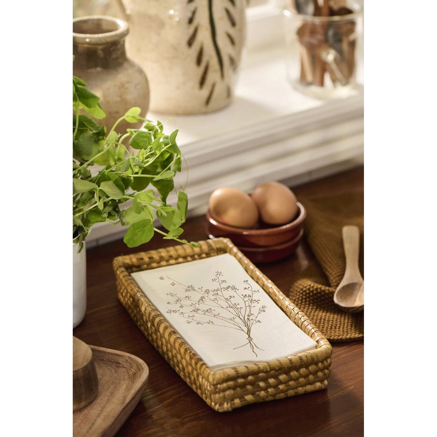 Servilletas Diseño Flores Cafés, 16 unidades de 10x20 cm