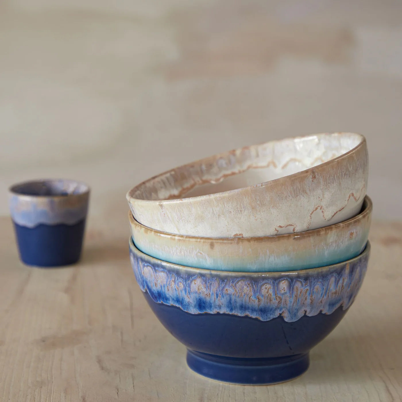 Set 4 Latte Bowls Aqua