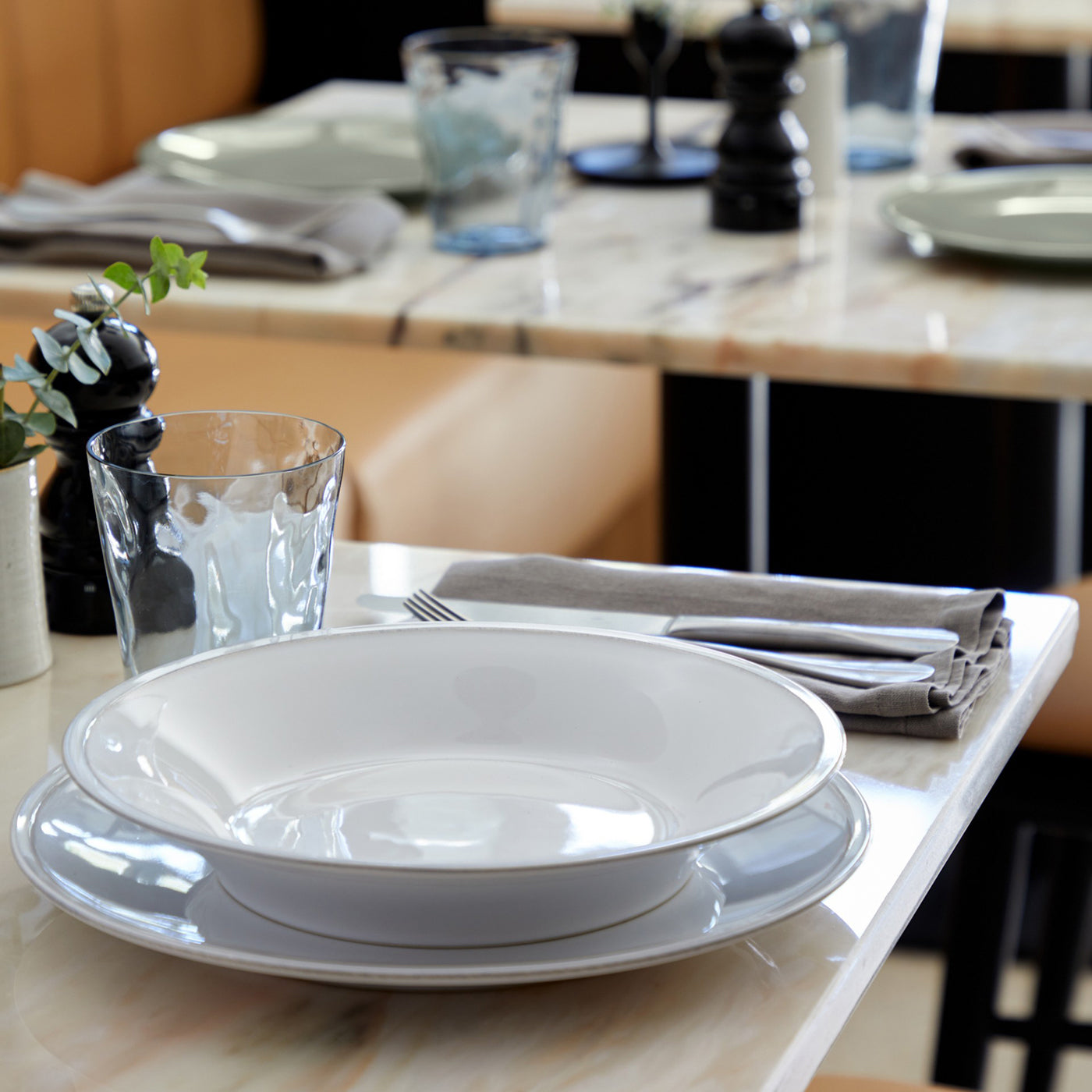 6 Platos Friso 28 cm Blanco