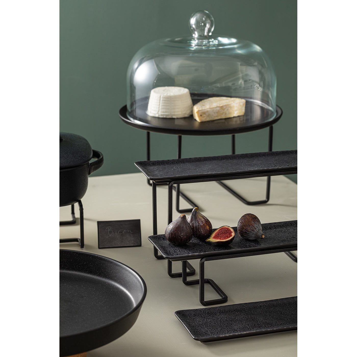 Pedestal Bajo Rectangular Negro 20x13 cm H8 cm