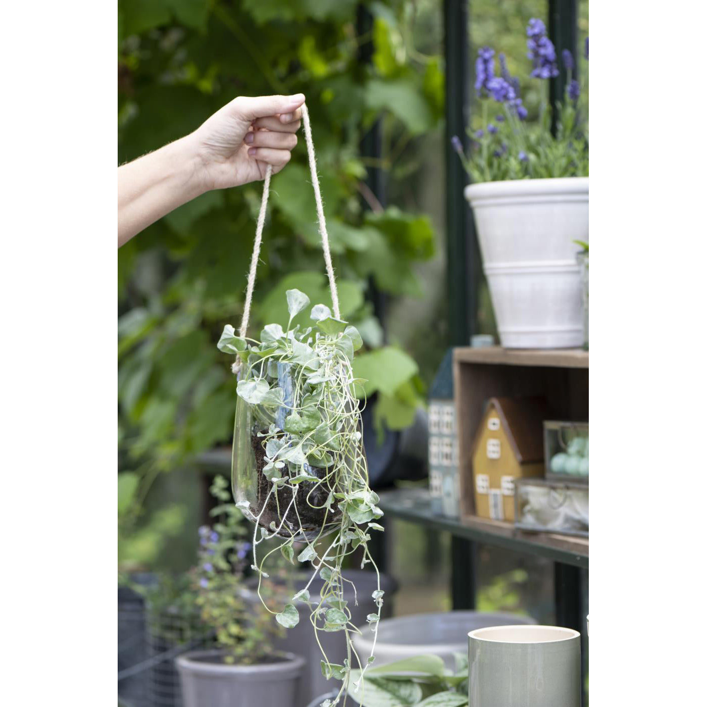 Florero Colgante Vidrio, Apertura Ø:9 cm