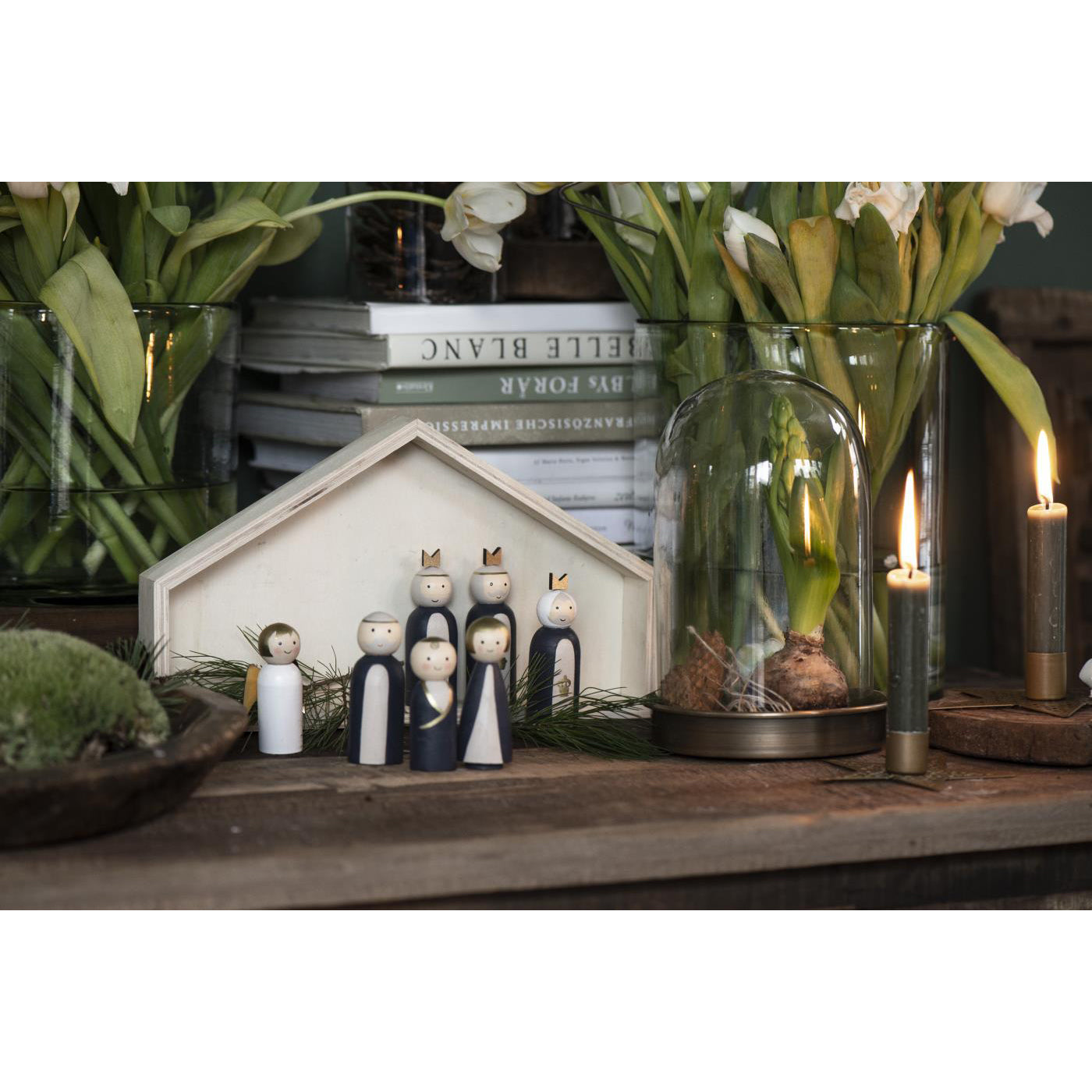 Pesebre Navidad de Madera con 7 Figuras