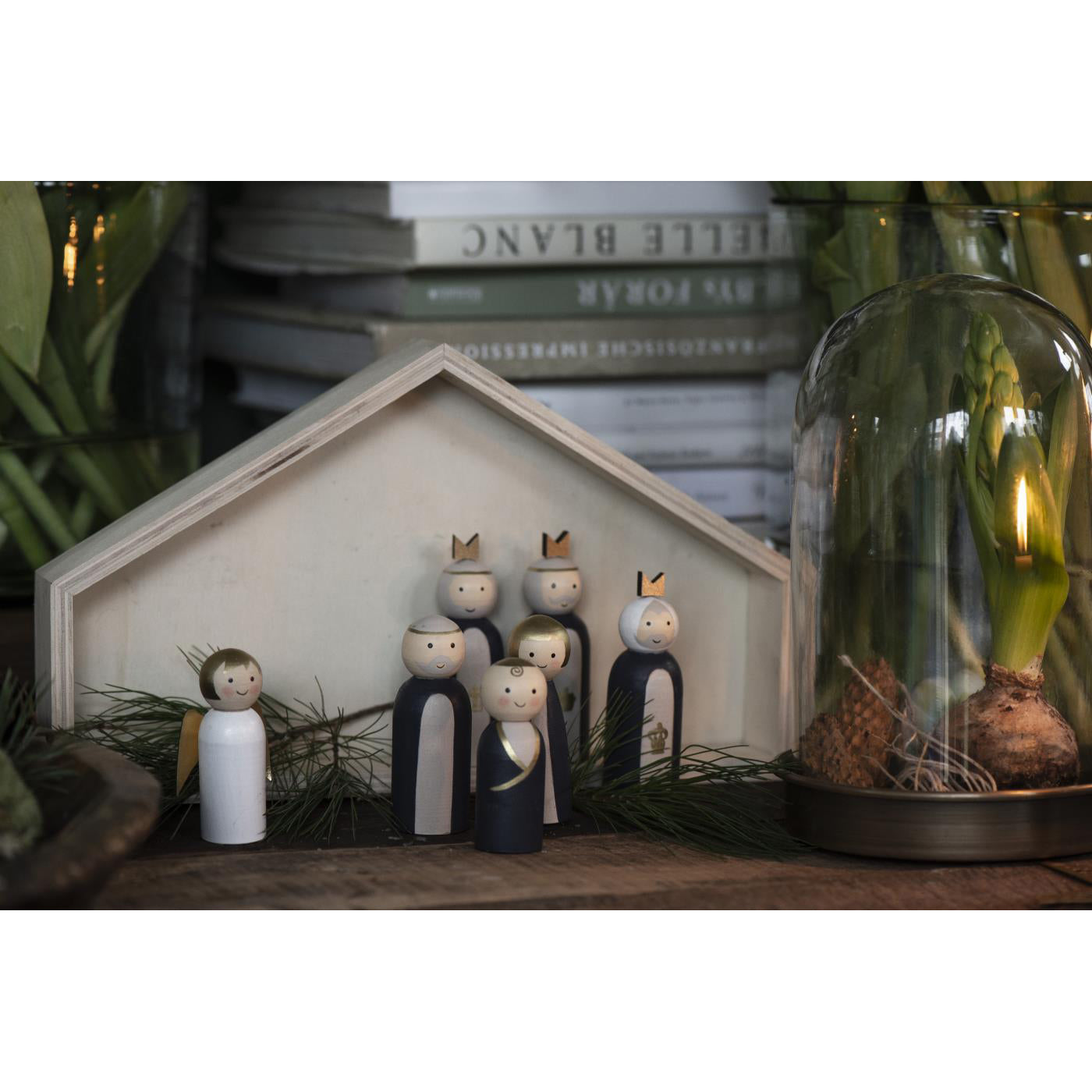 Pesebre Navidad de Madera con 7 Figuras