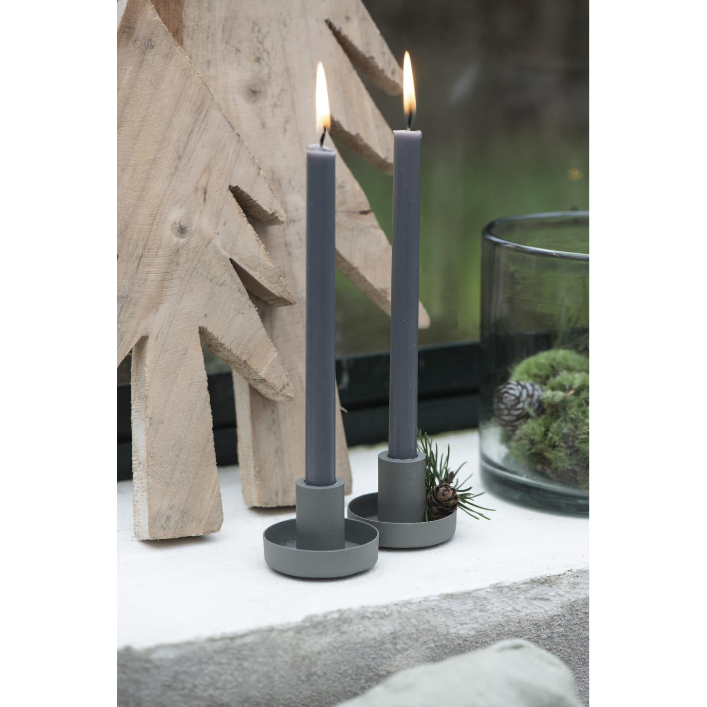 Vela Taper Gris Oscuro Ø:1.3 H:20 cm