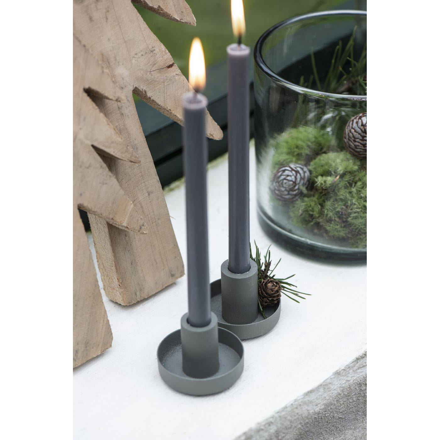 Candelabro Metálico Taper Verde Musgo Small