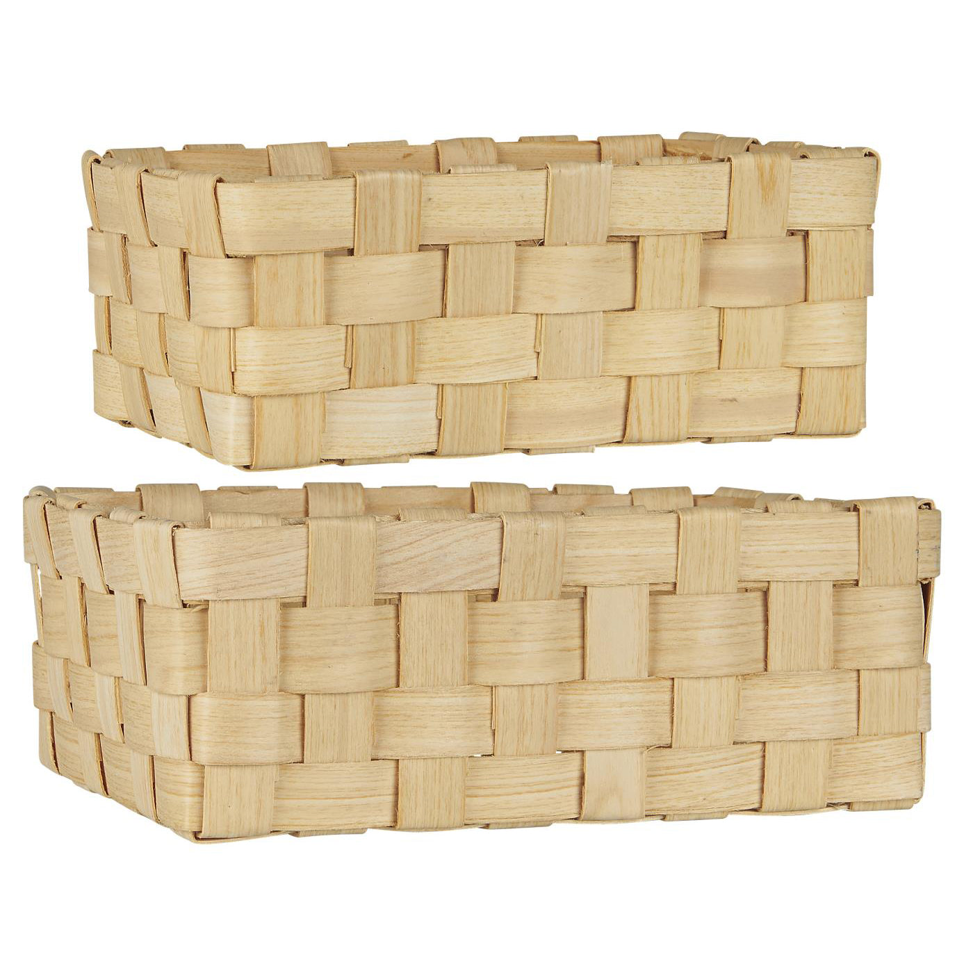 Set de 2 cestas de madera color natural