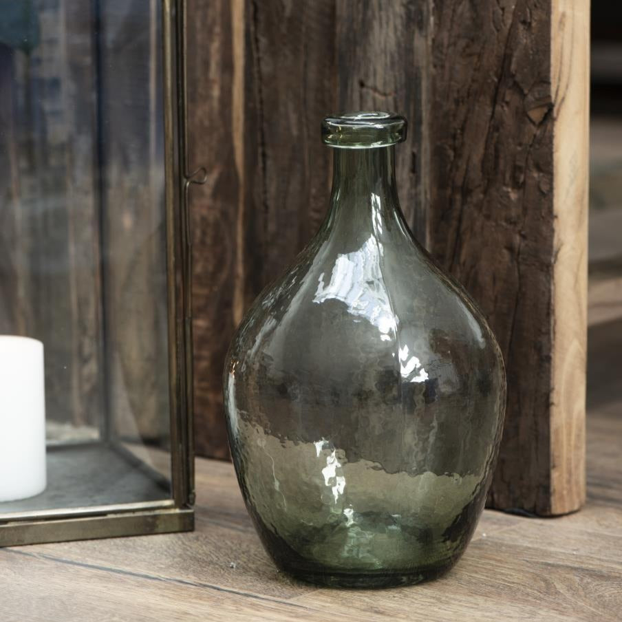 Botellón Florero de Vidrio Large Gris Handblown