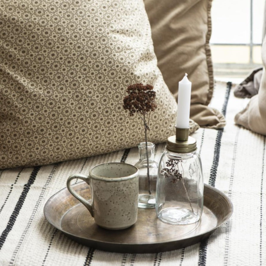 Portavela de Vidrio Alto Tapa Metálica Negra