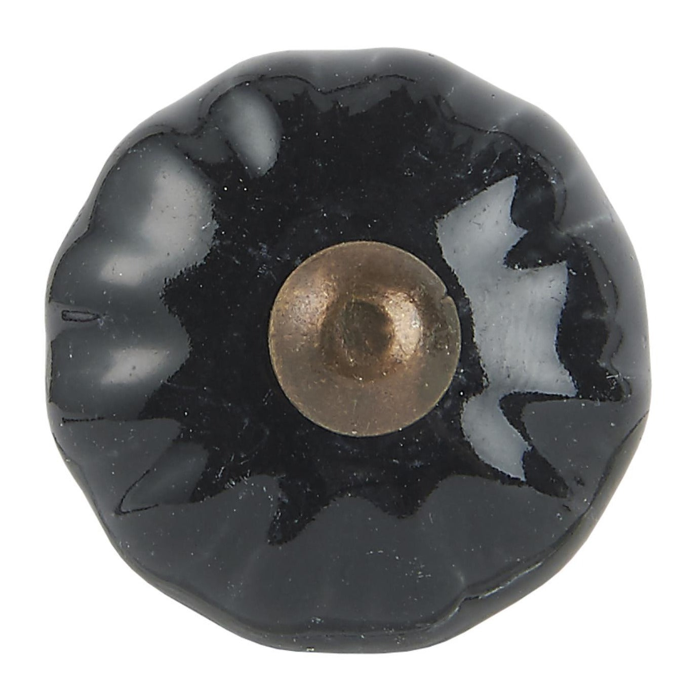 Tirador Cerámica Negro Flor