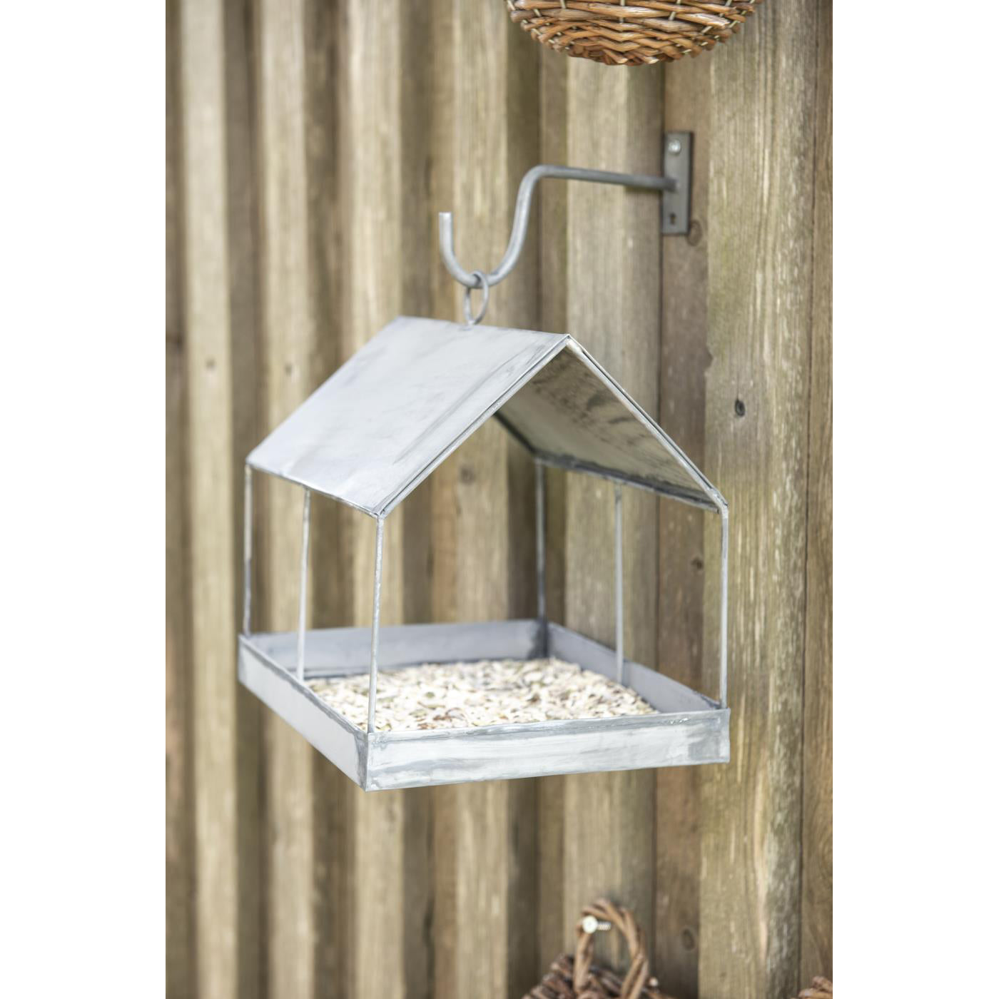 Casa comedero pájaros rectangular gris/zinc