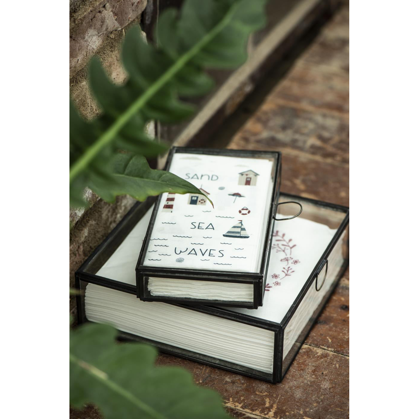 Caja de Vidrio con Argolla 21,5x21,5 cm