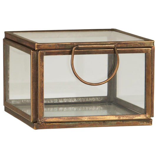 Caja de Vidrio con Manilla Bronce L: 8 cm