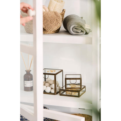 Caja de Vidrio con Manilla Bronce L: 8 cm