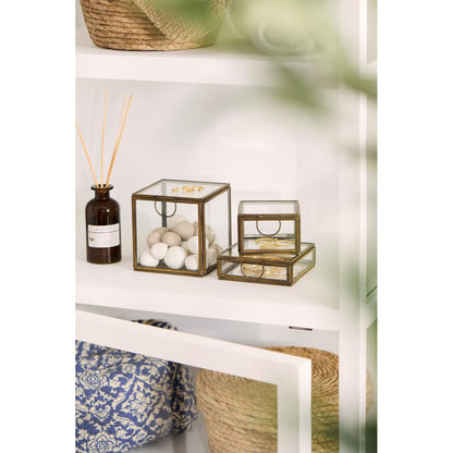 Caja de Vidrio con Manilla color Bronce Envejecido
