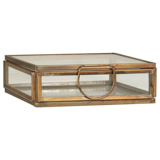 Caja de Vidrio con Manilla color Bronce