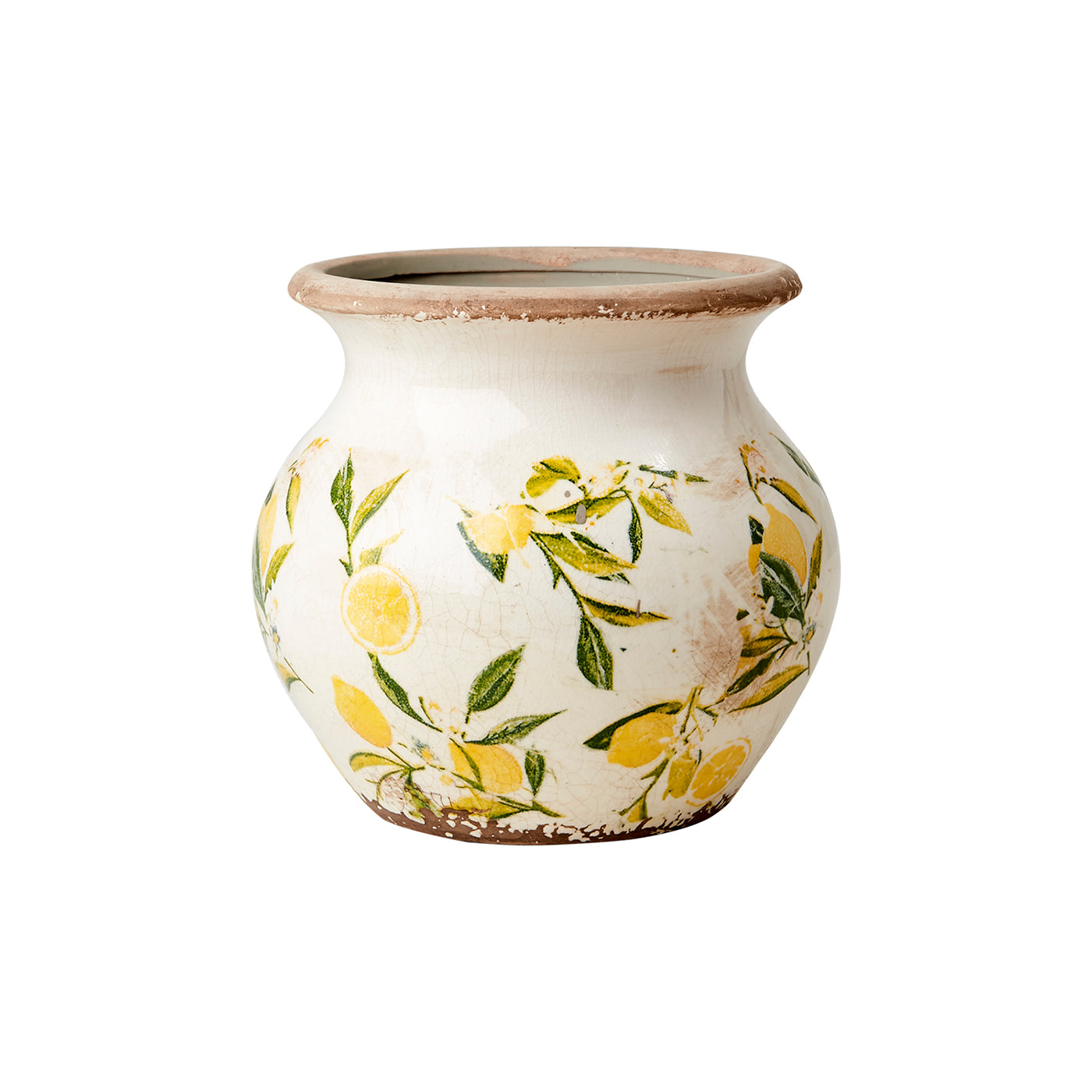 Macetero-Florero LEMONA Blanco/Verde/Amarillo, S Ø10/17xH16 cm