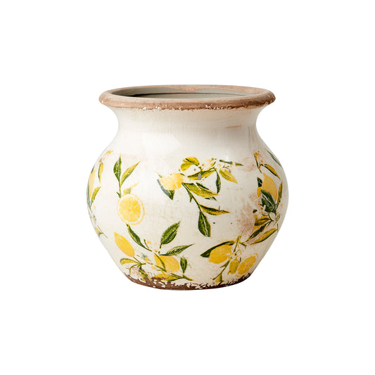 Macetero-Florero LEMONA Blanco/Verde/Amarillo, S Ø10/17xH16 cm