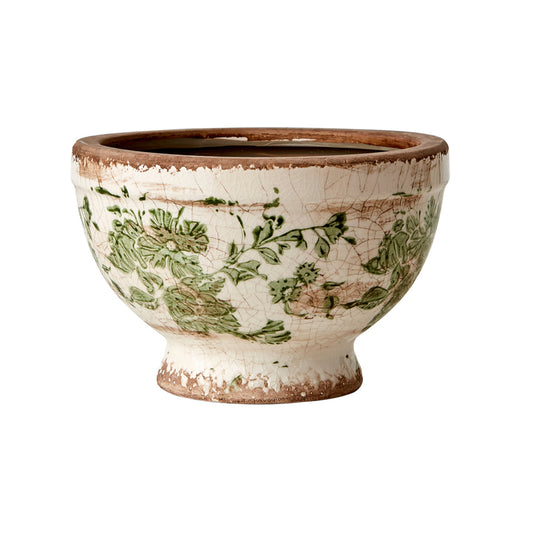 Maceta VICTORIA Blanca/Verde, S Ø9/17xH11 cm