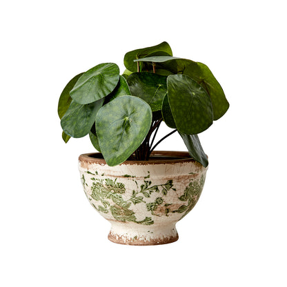 Maceta VICTORIA Blanca/Verde, S Ø9/17xH11 cm