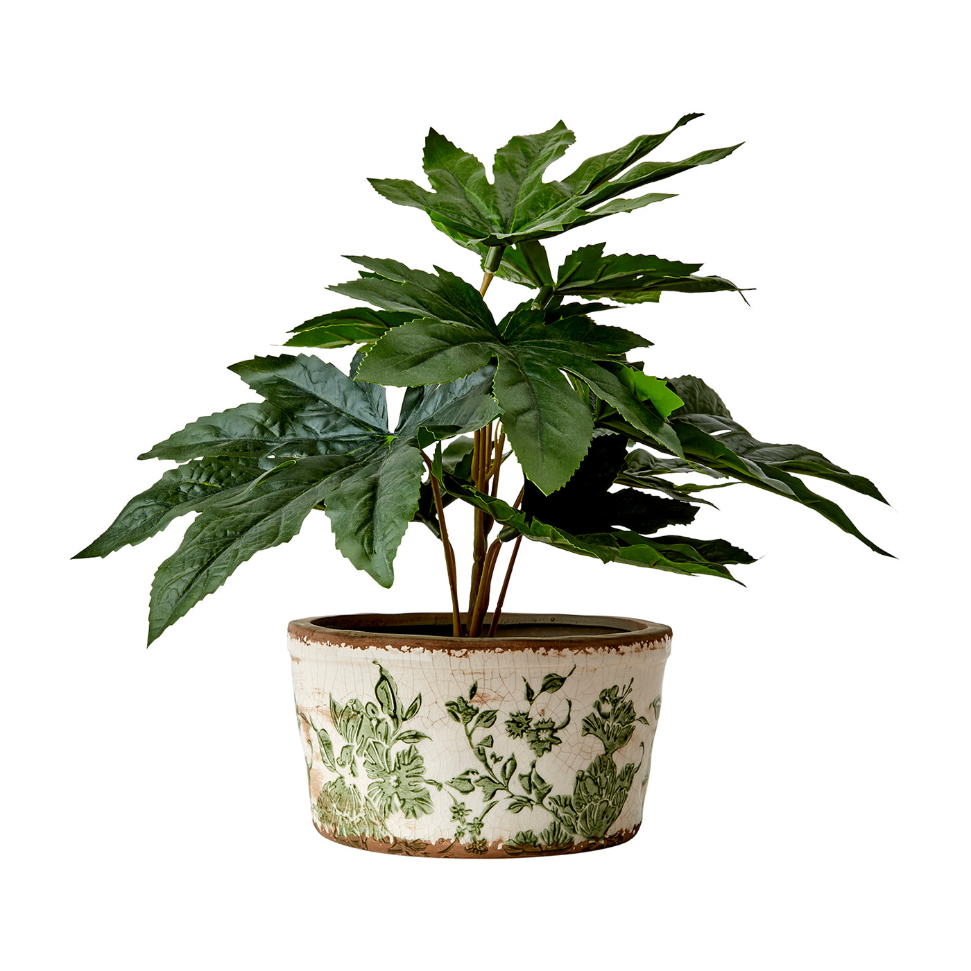 Maceta VICTORIA Blanca/Verde, S Ø14/17xH9 cm