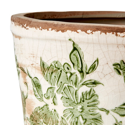 Maceta VICTORIA Blanca/Verde, S Ø14/17xH9 cm