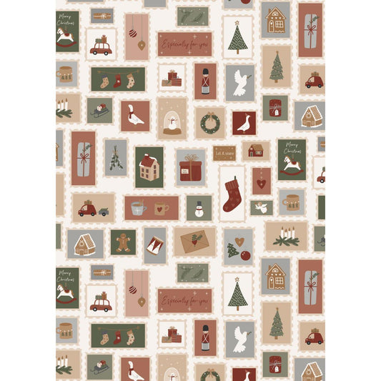 Papel Regalo Christmas Stamps  Rollo 5 mt