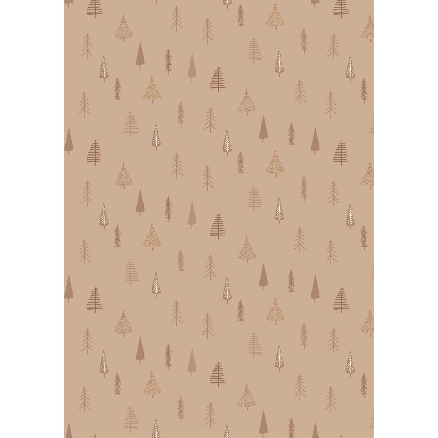 Papel Regalo Christmas Trees Beige Rollo 5 mt