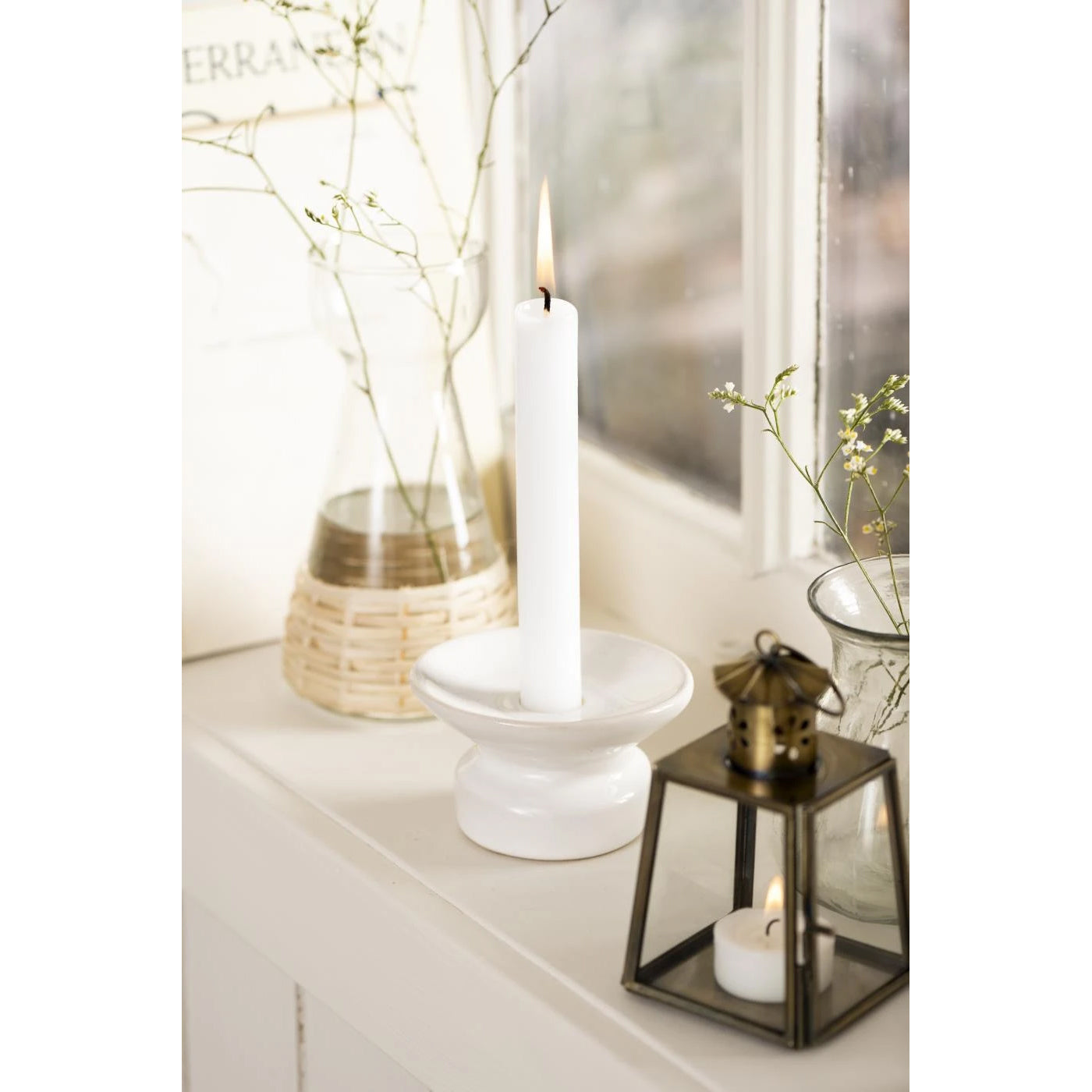 Portavela Boca Ancha Color Blanco H: 5,5 Ø: 10,2 cm