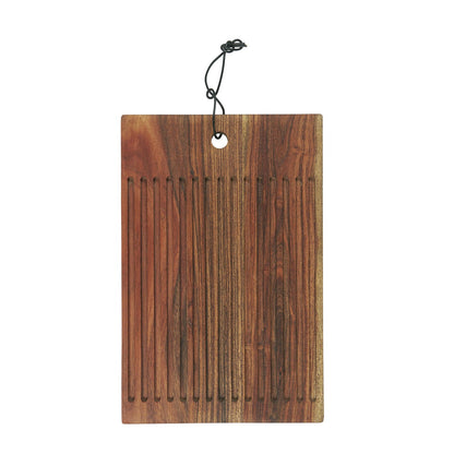 Tabla para Cortar Madera de Acacia con Ranuras 25x38 cm