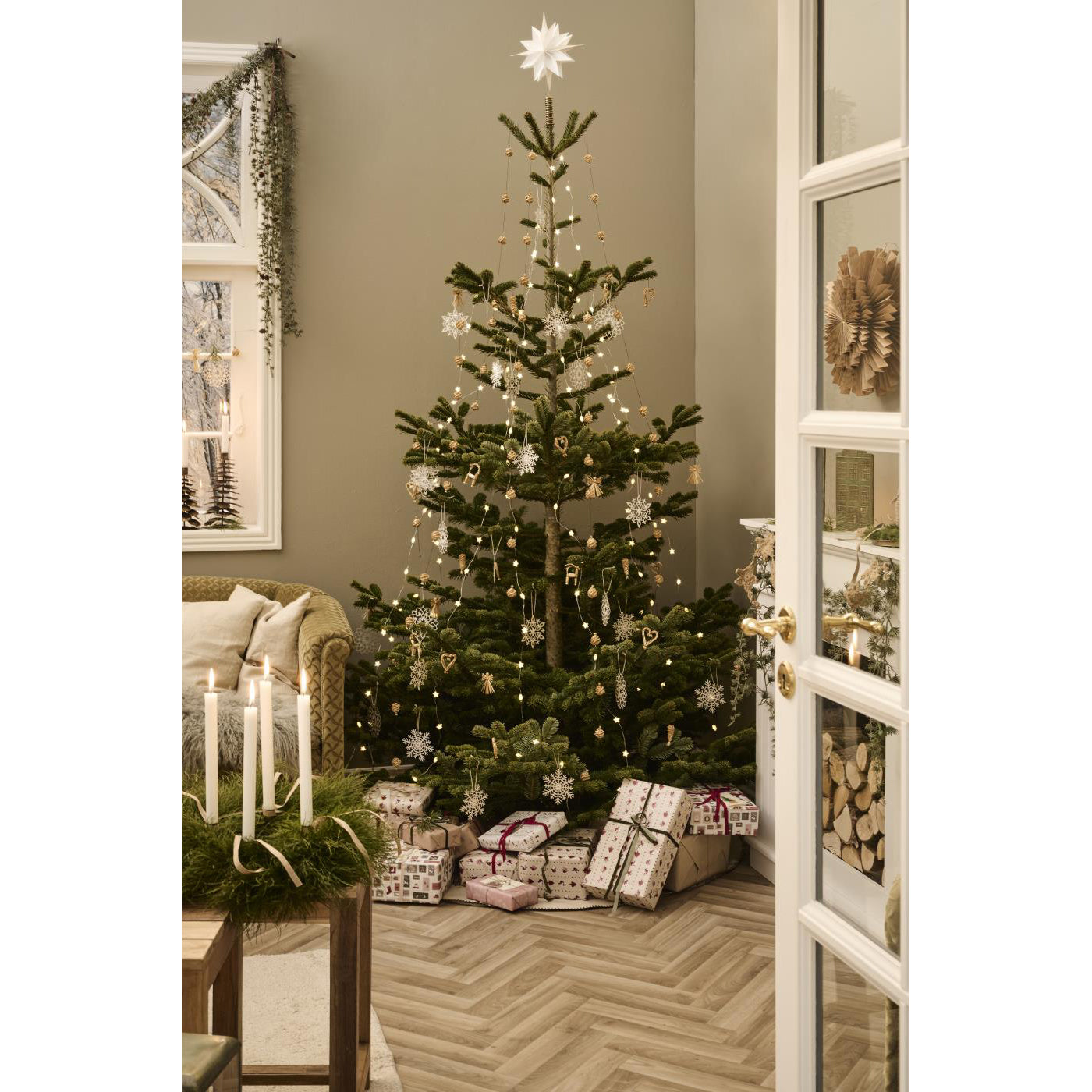 Corazon Navideño Colgante Hilo Café 