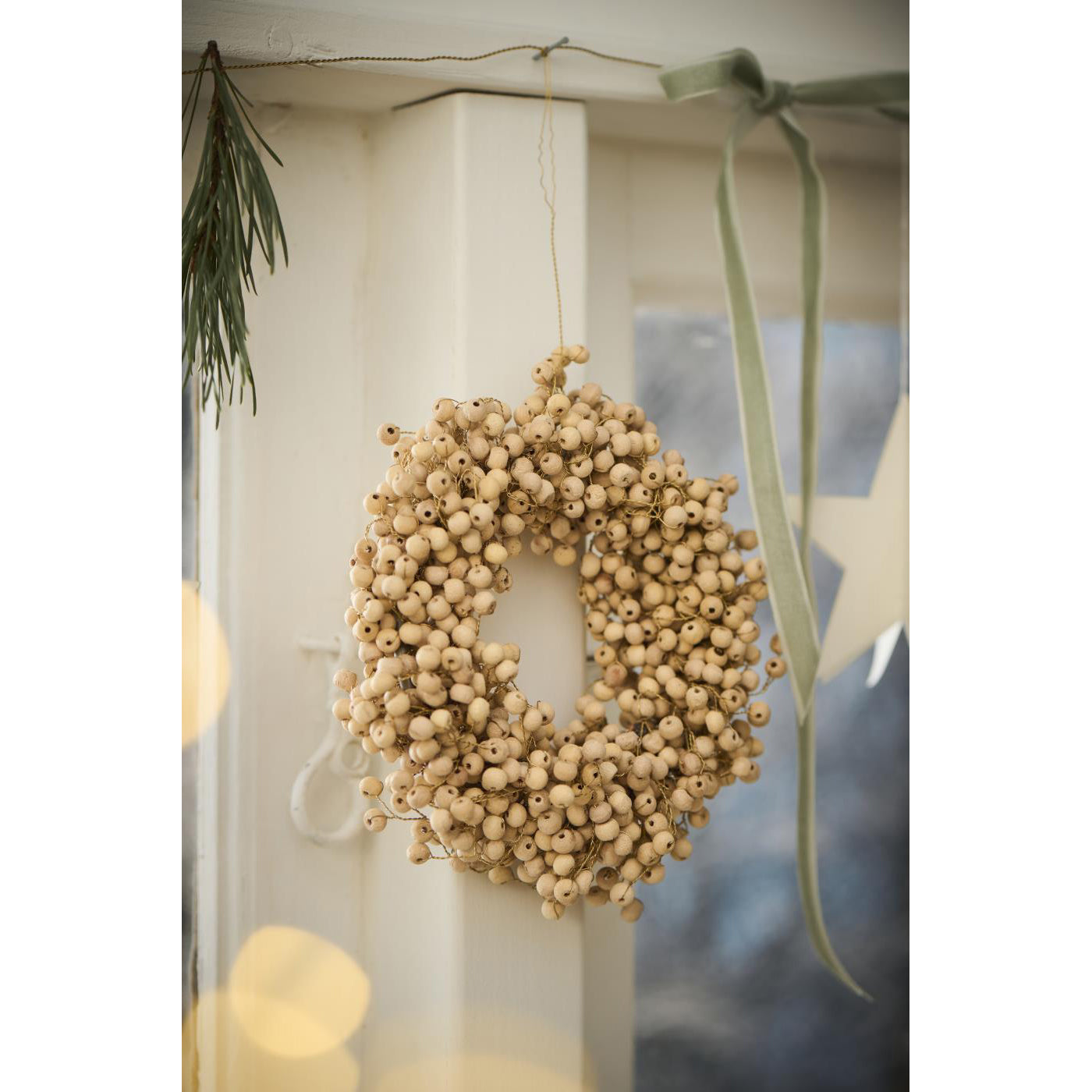 Guirnalda de Madera Natural Ø: 13,5 cm