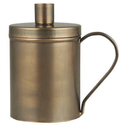 Portavelas de Metal color Bronce con Mango