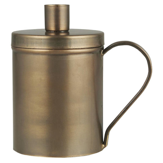 Portavelas de Metal color Bronce con Mango