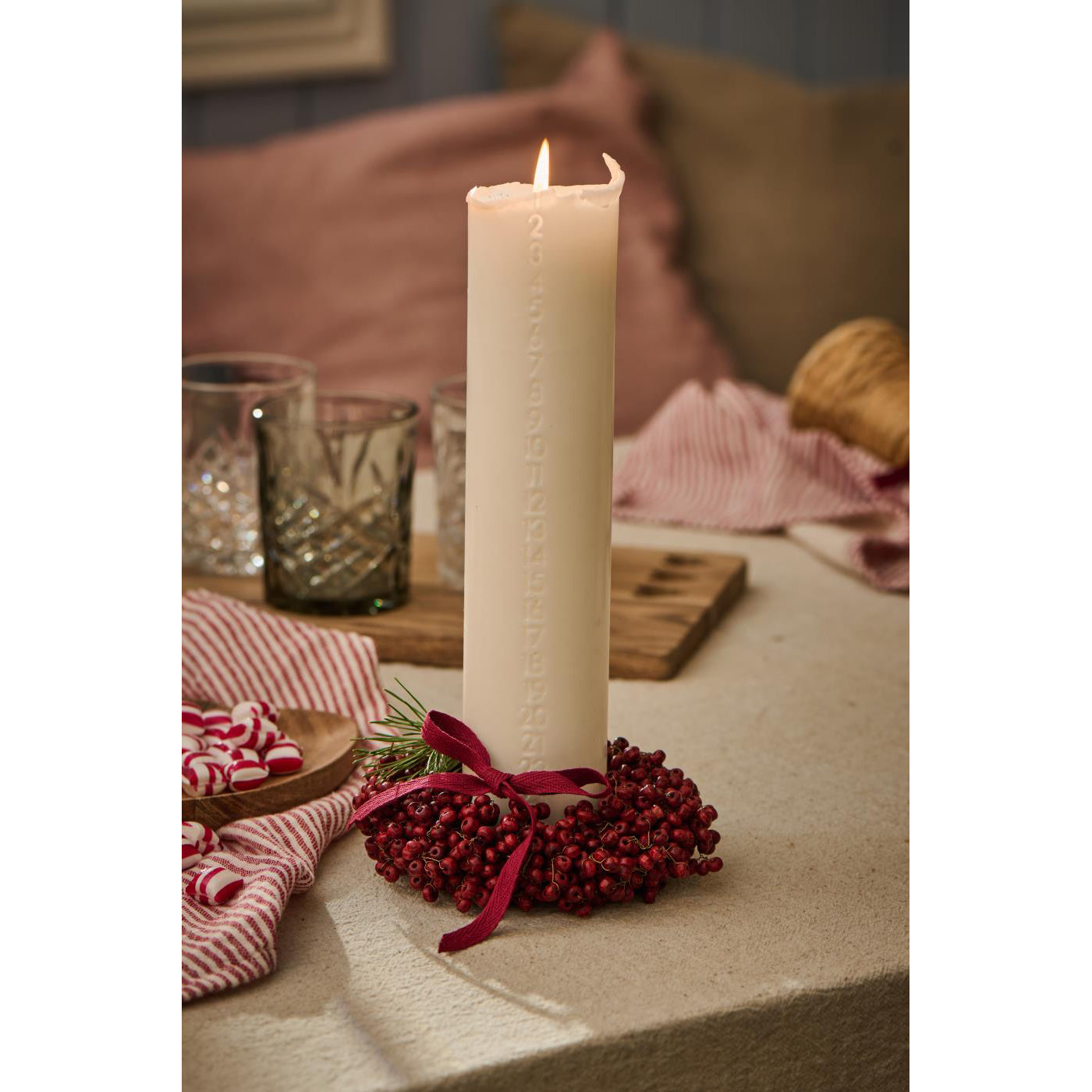 Guirnalda de Madera Roja Ø: 13,5 cm