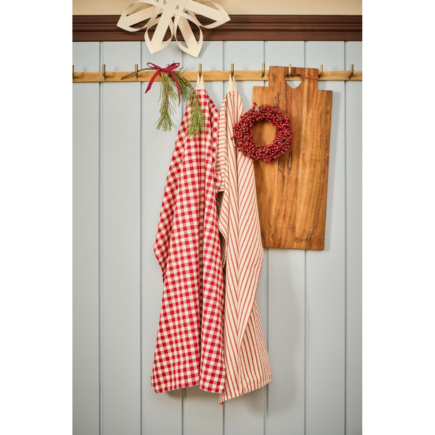 Guirnalda de Madera Roja Ø: 13,5 cm