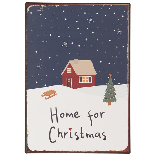 Letrero de Metal Home for Christmas H: 20 L: 14 cm