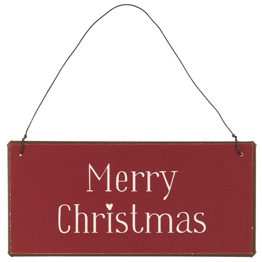 Letrero de Metal Merry Christmas color Rojo